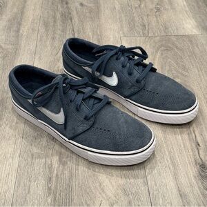 Nike Blue Faux Suede Boty Zoom Stefan Janoski Athletic Skateboarding Sneakers